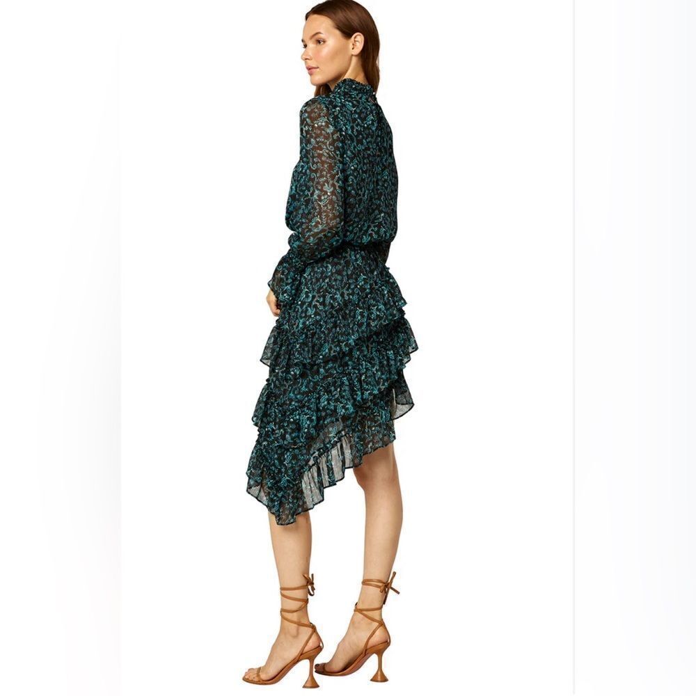 MISA Los Angeles "Savanna" floral Print Assymetrical Ruffle Hem Dress S NWT - Picture 1 of 9